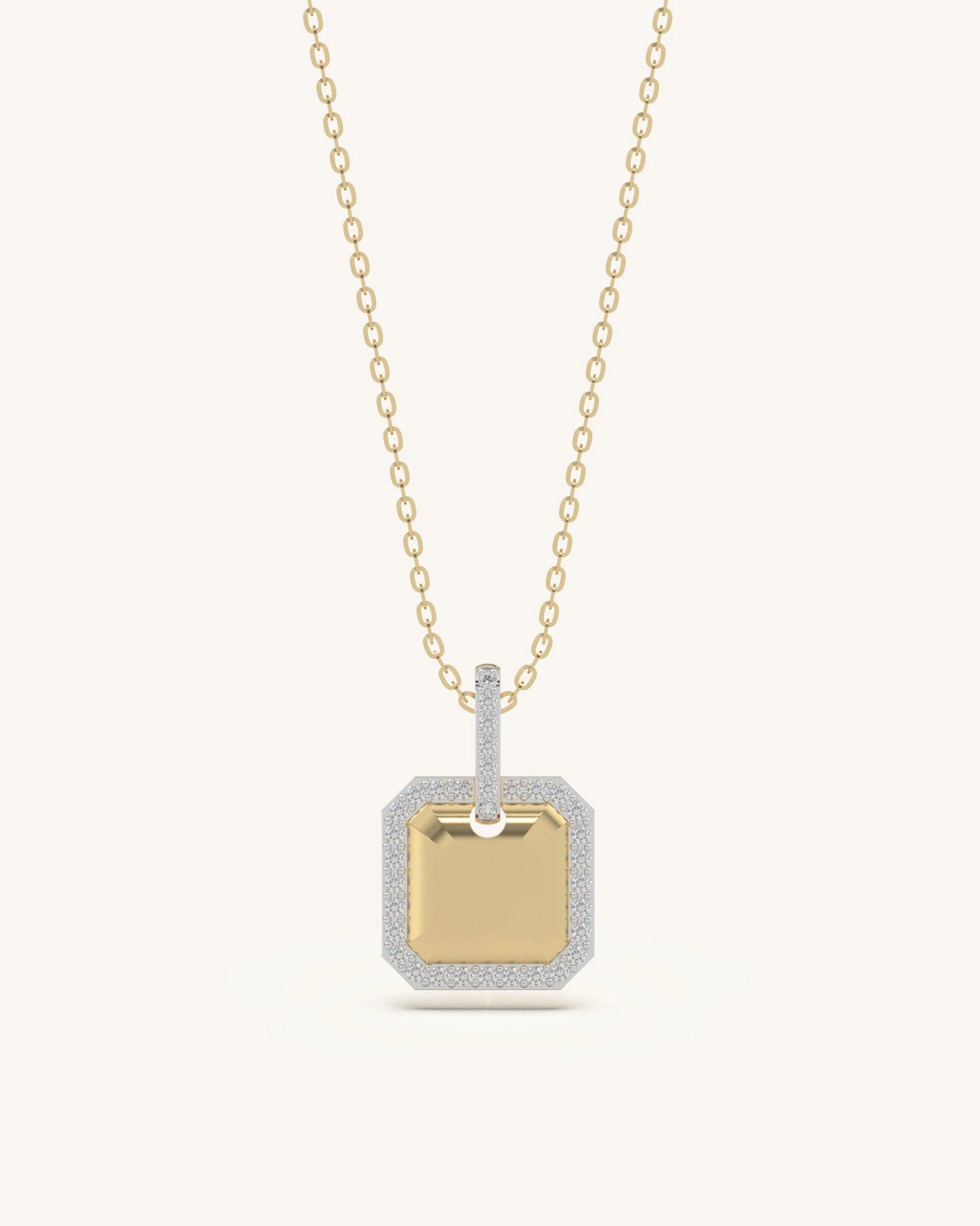 Personalized gifts for him 925 silver 18KT gold vermeil square pendant