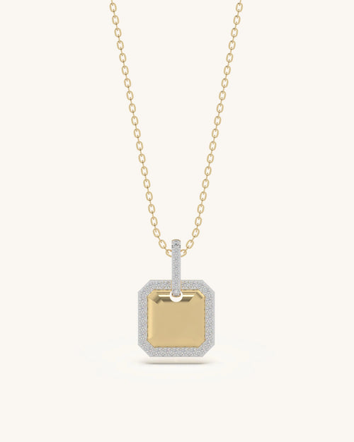 Personalized gifts for him 925 silver 18KT gold vermeil square pendant
