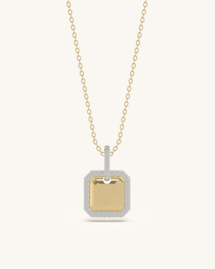Personalized gifts for him 925 silver 18KT gold vermeil square pendant