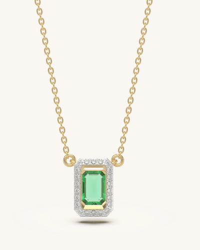  gold necklace with green stone 