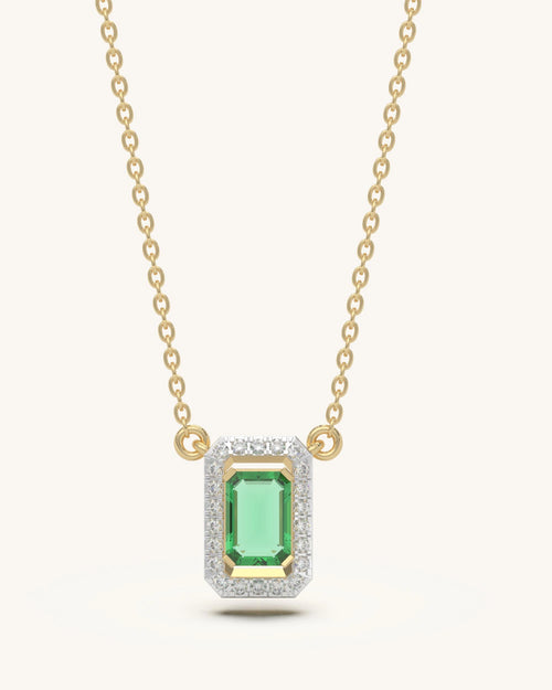  gold necklace with green stone 