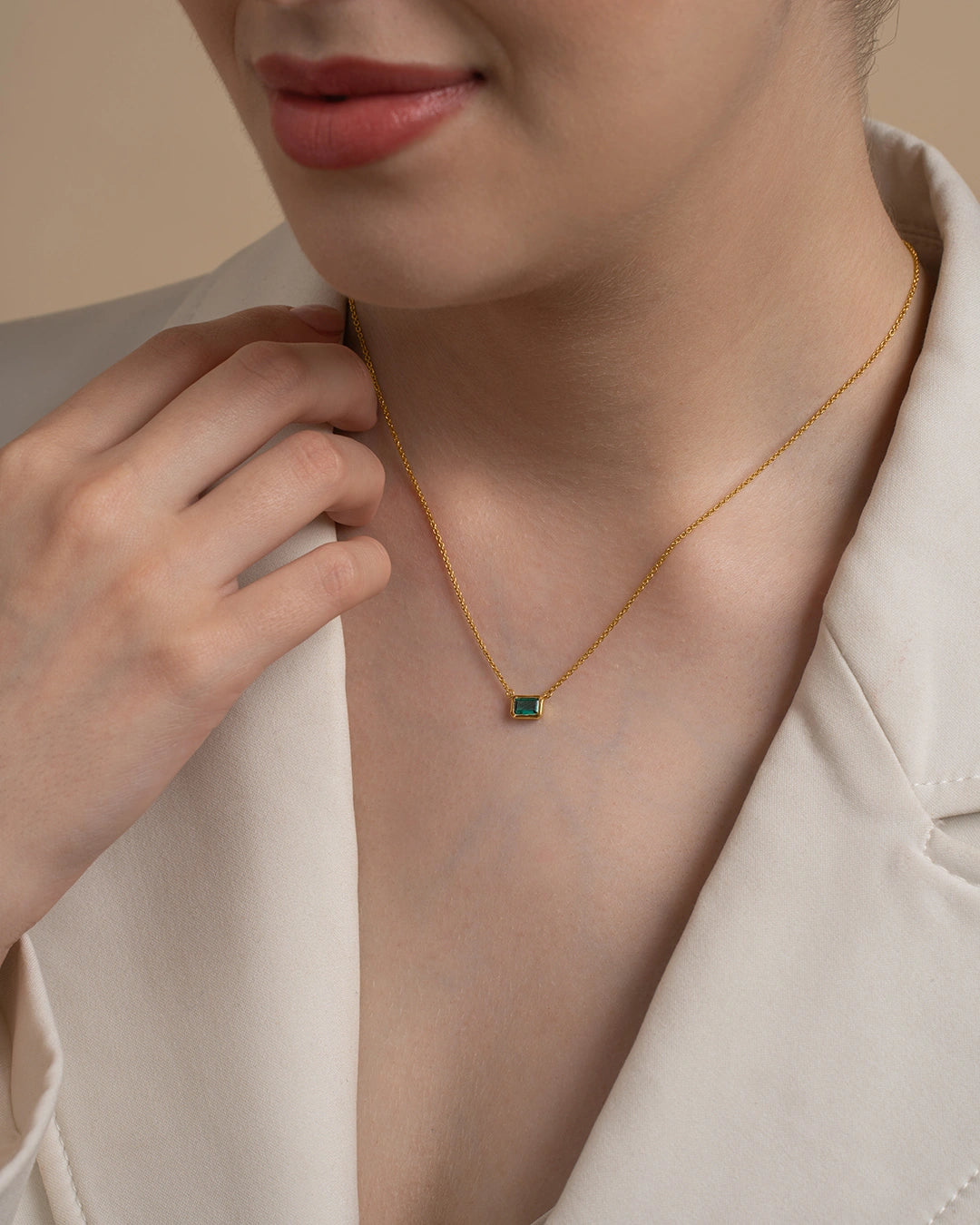 Emerald Bar Necklace