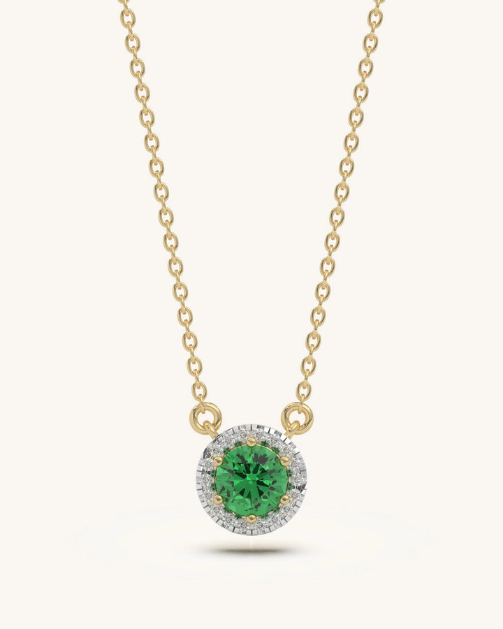diamond necklace with green stone