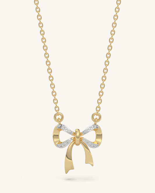 Gold Plated Silver Bow Pendant