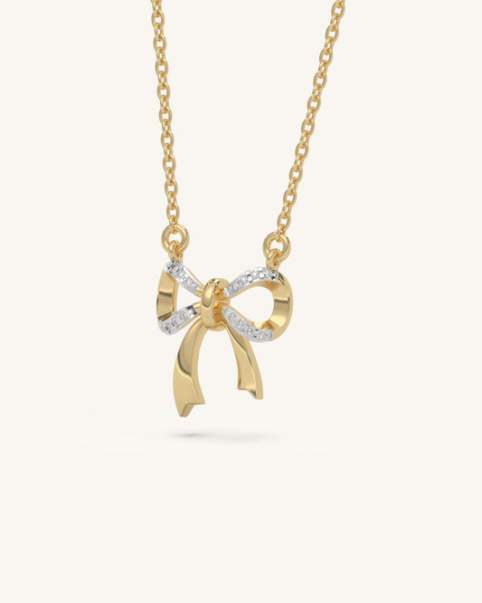 Gold Plated Silver Bow Pendant