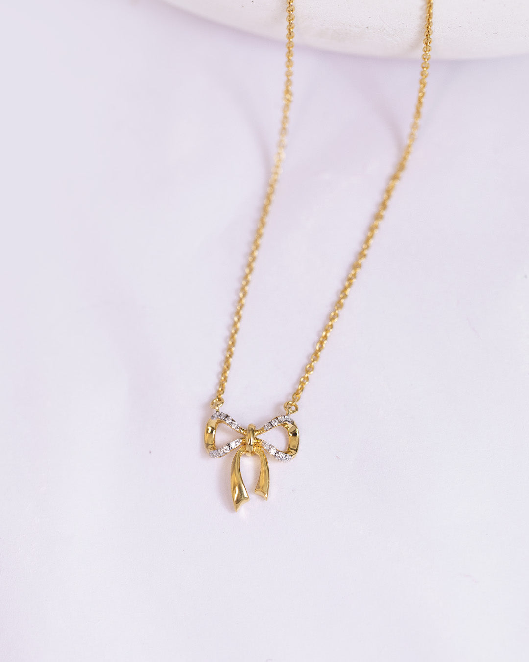 Gold Plated Silver Bow Necklace
