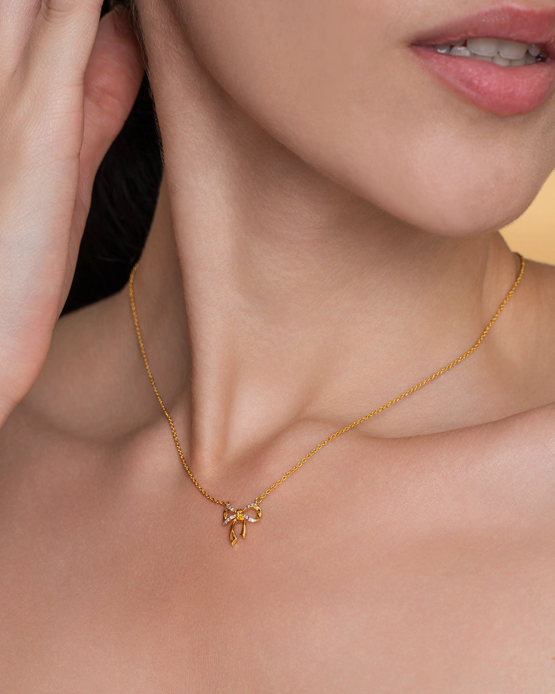 Gold Vermeil sterling Silver Bow Necklace