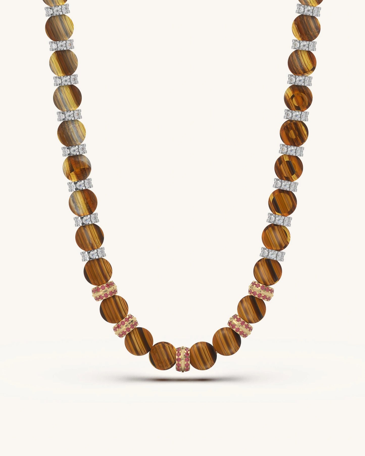 Ruby stone necklace gold 925 silver 18KT gold vermeil tiger eye design