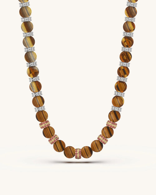 Ruby stone necklace gold 925 silver 18KT gold vermeil tiger eye design