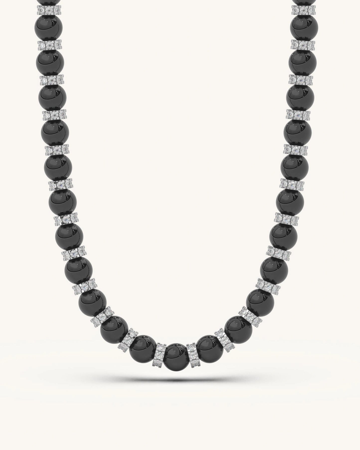 Black diamond necklace 925 silver 18KT gold vermeil black onyx bead design