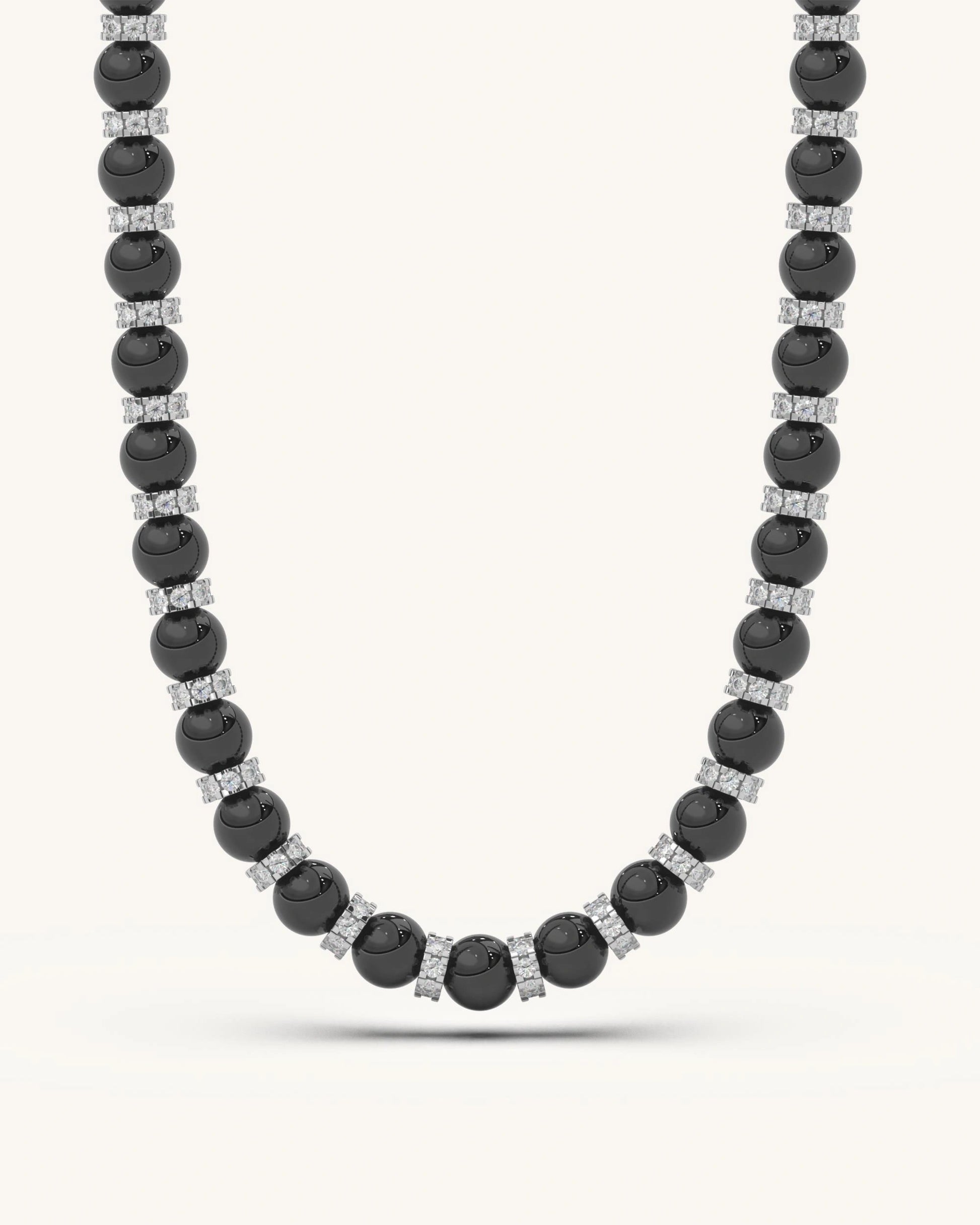 Black diamond necklace 925 silver 18KT gold vermeil black onyx bead design