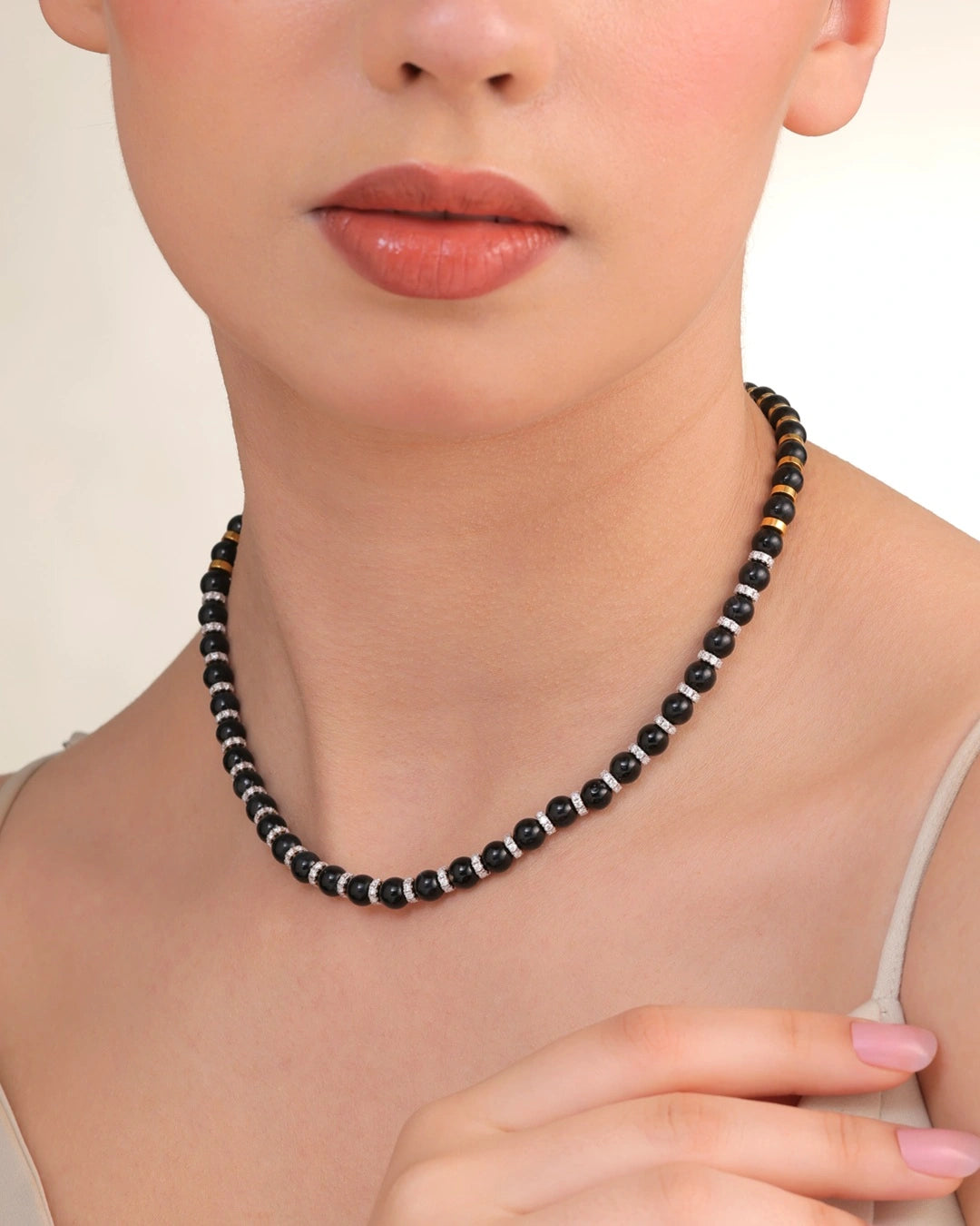 Onyx & Mossanite Diamond Necklace