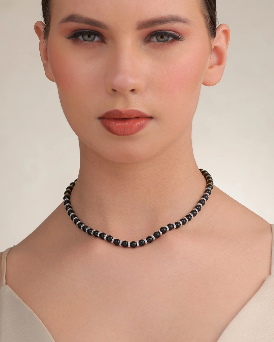 Onyx & Mossanite Diamond Necklace