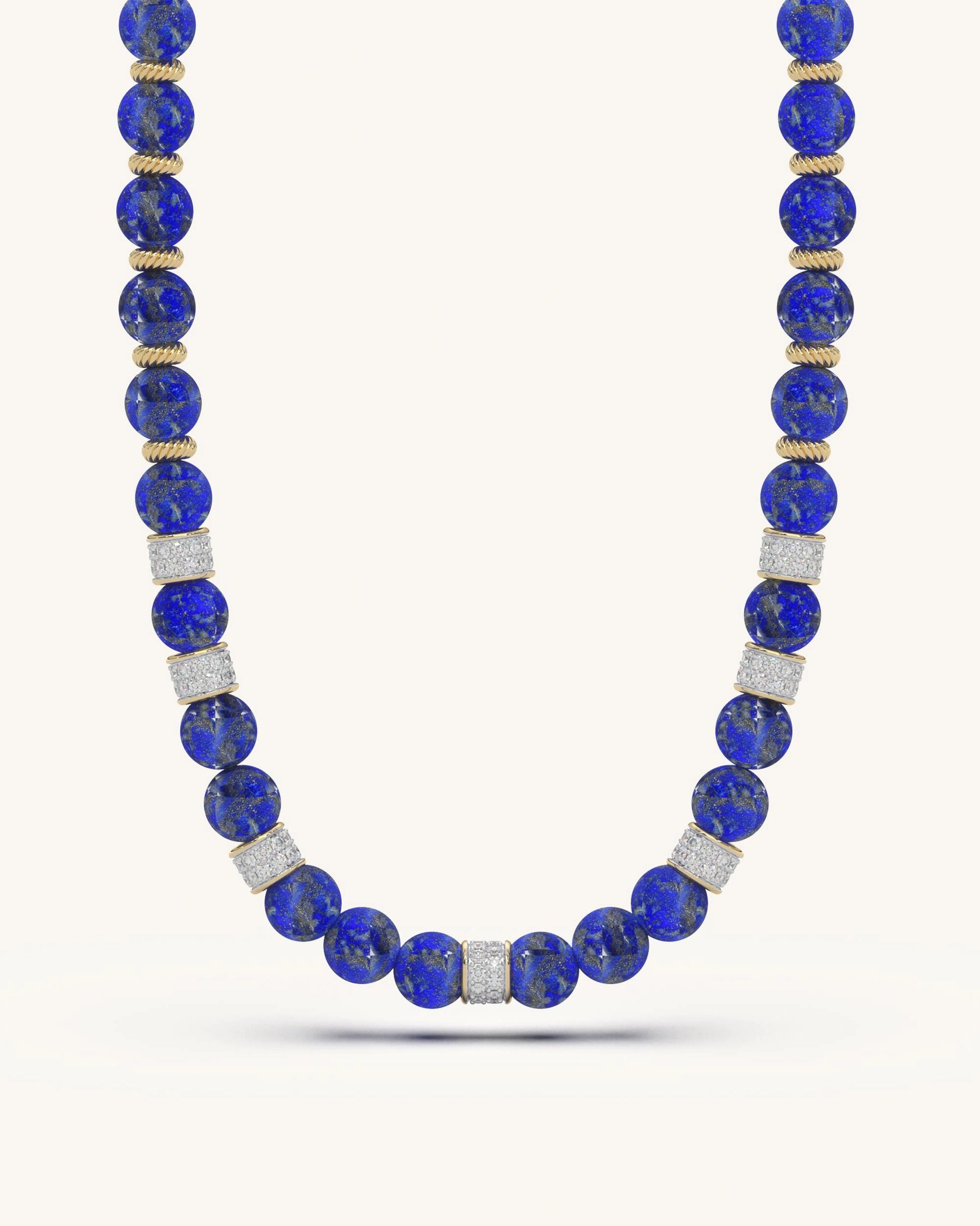Lapis lazuli necklace 925 silver 18KT gold vermeil textured spacer design