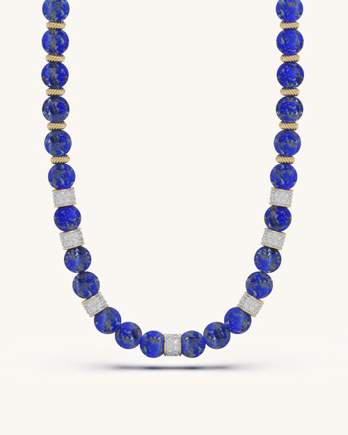 Lapis lazuli necklace 925 silver 18KT gold vermeil textured spacer design