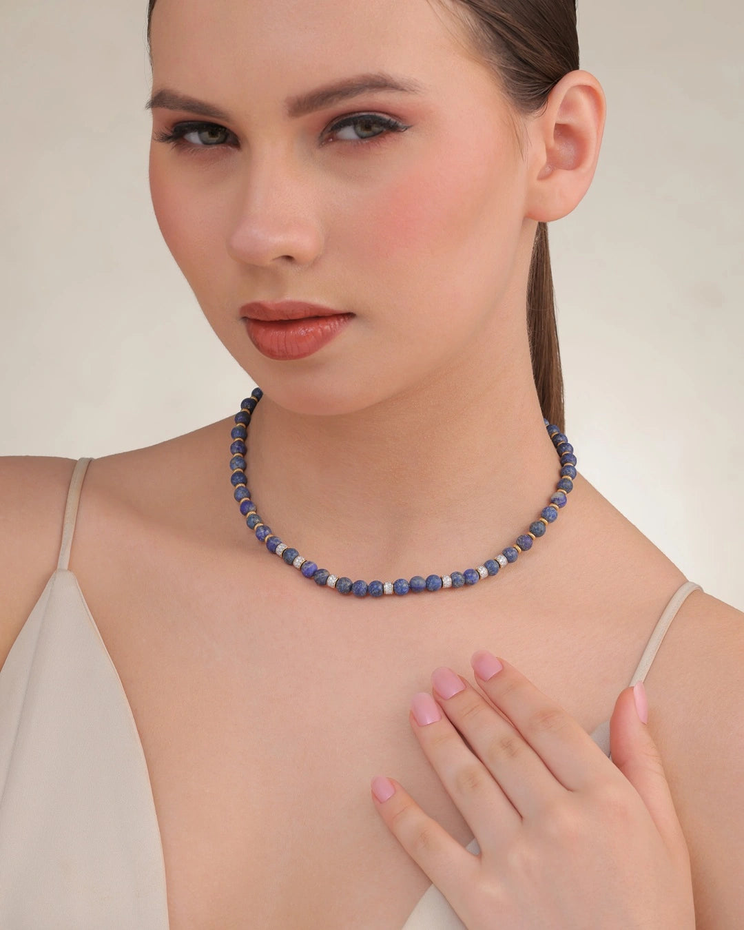 Royal Lapis & Veni Texture Necklace