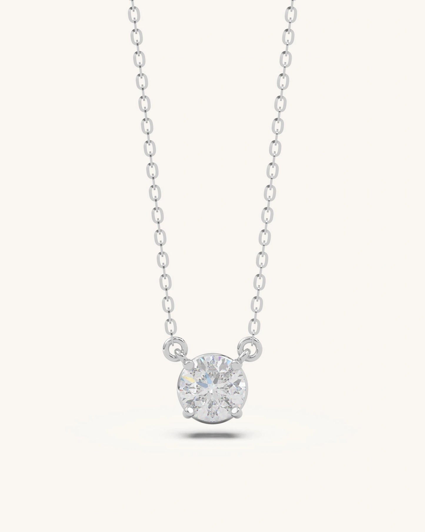 Diamond solitaire necklace 925 sterling silver classic round design