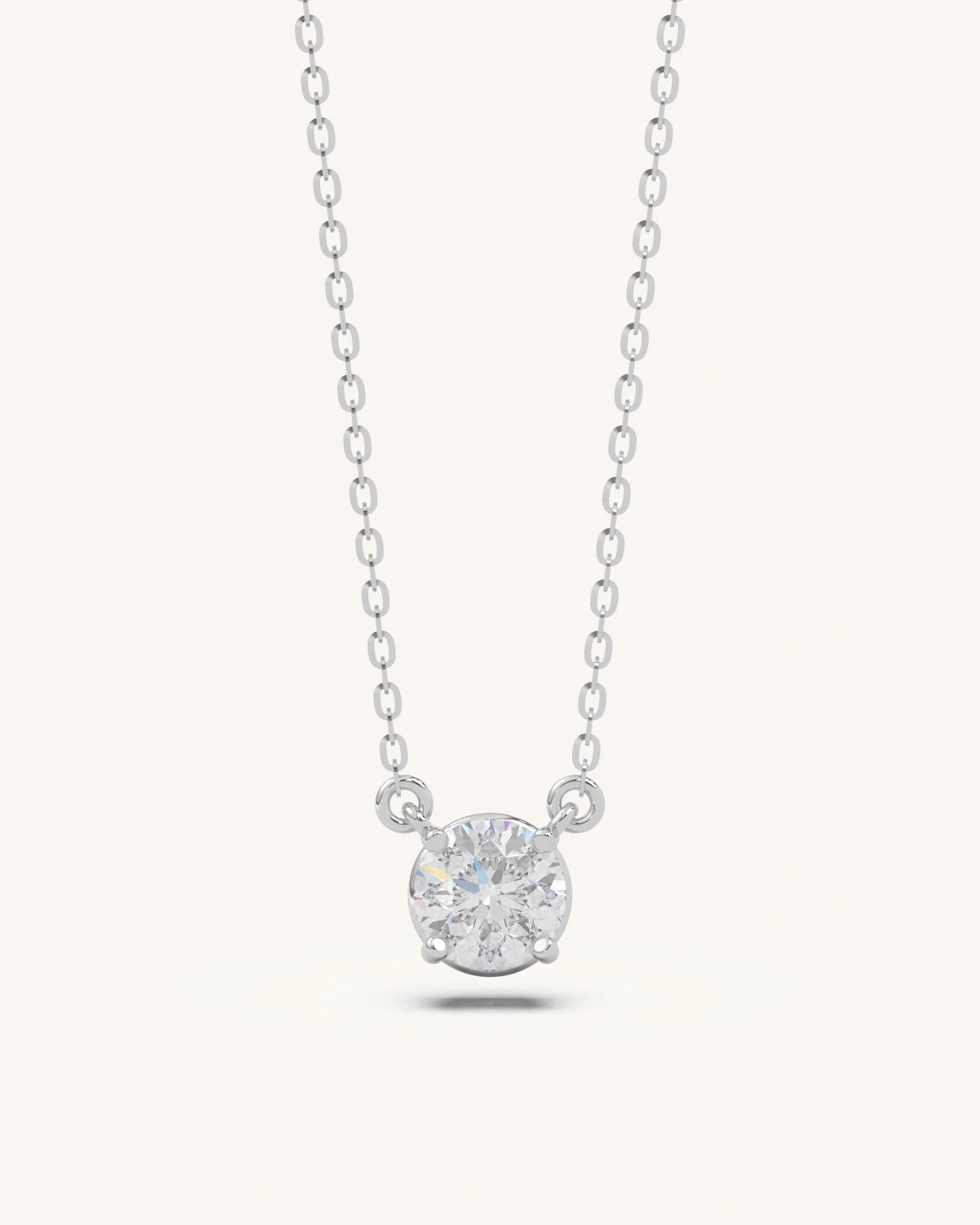 Diamond solitaire necklace 925 sterling silver classic round design