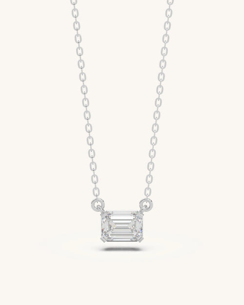 Diamond necklace designs 925 silver 18KT gold vermeil emerald cut pendant