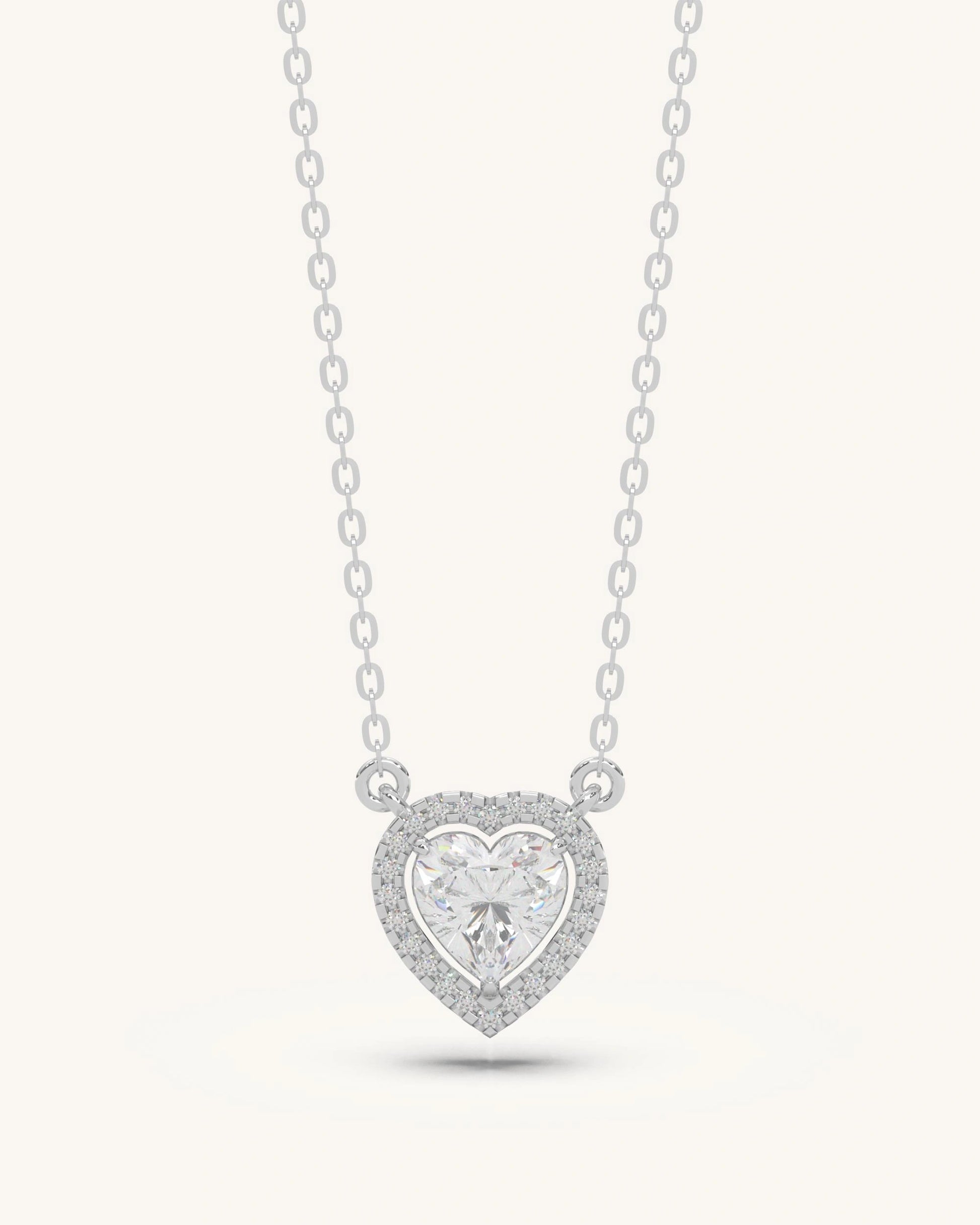 Jewelry silver necklace 925 sterling silver 18KT gold vermeil heart halo design