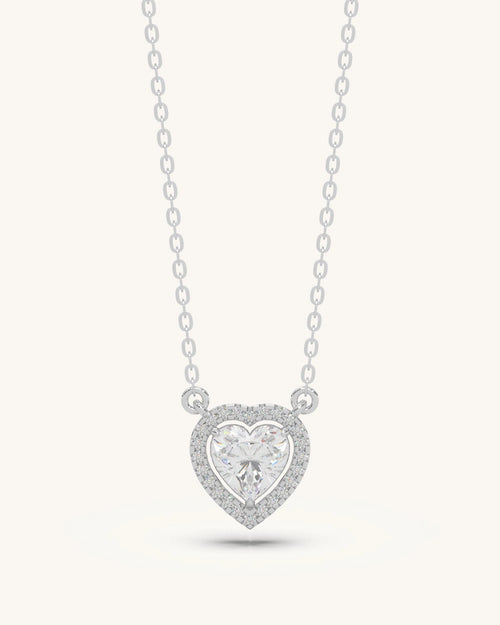 Jewelry silver necklace 925 sterling silver 18KT gold vermeil heart halo design