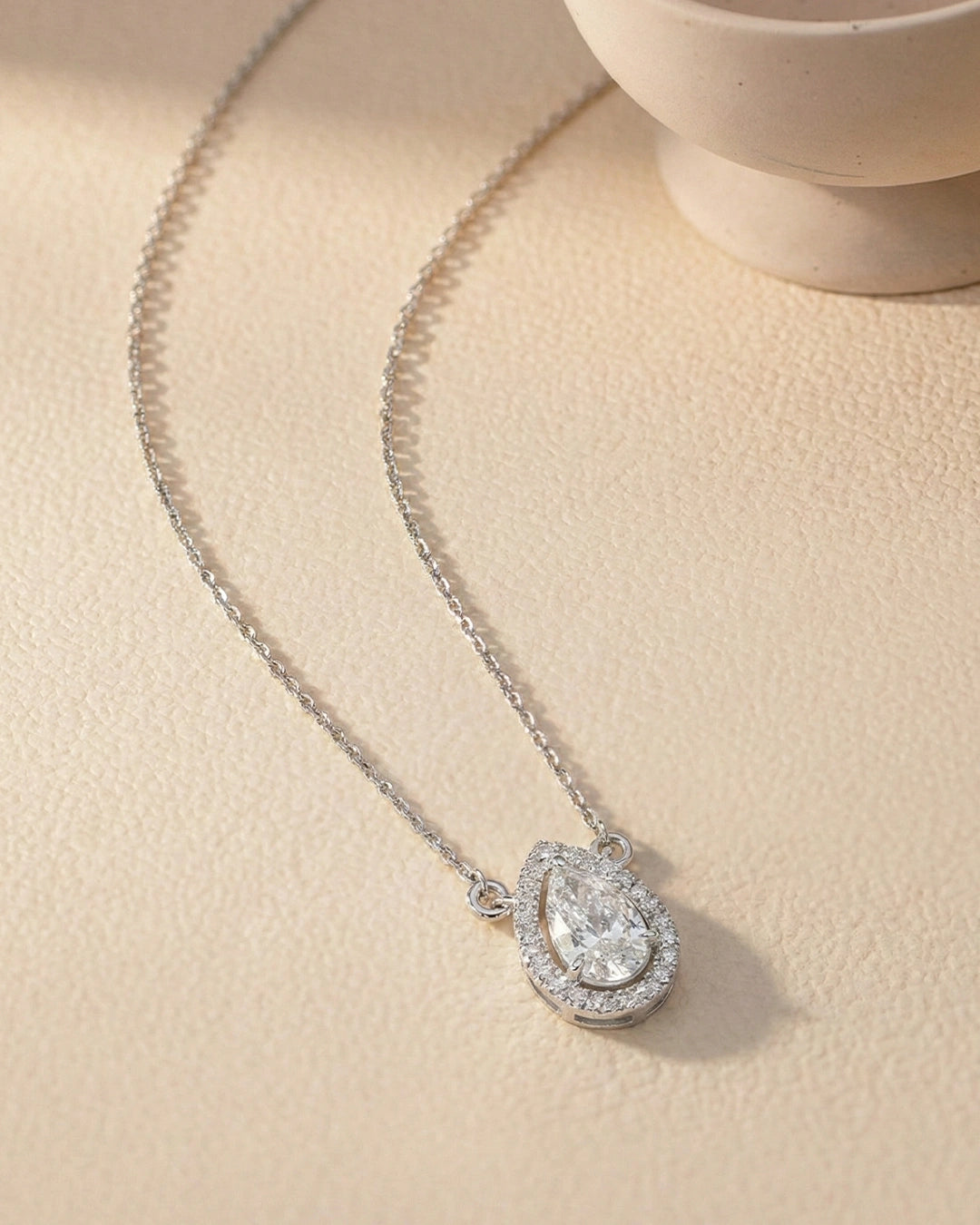 Pear Halo Necklace