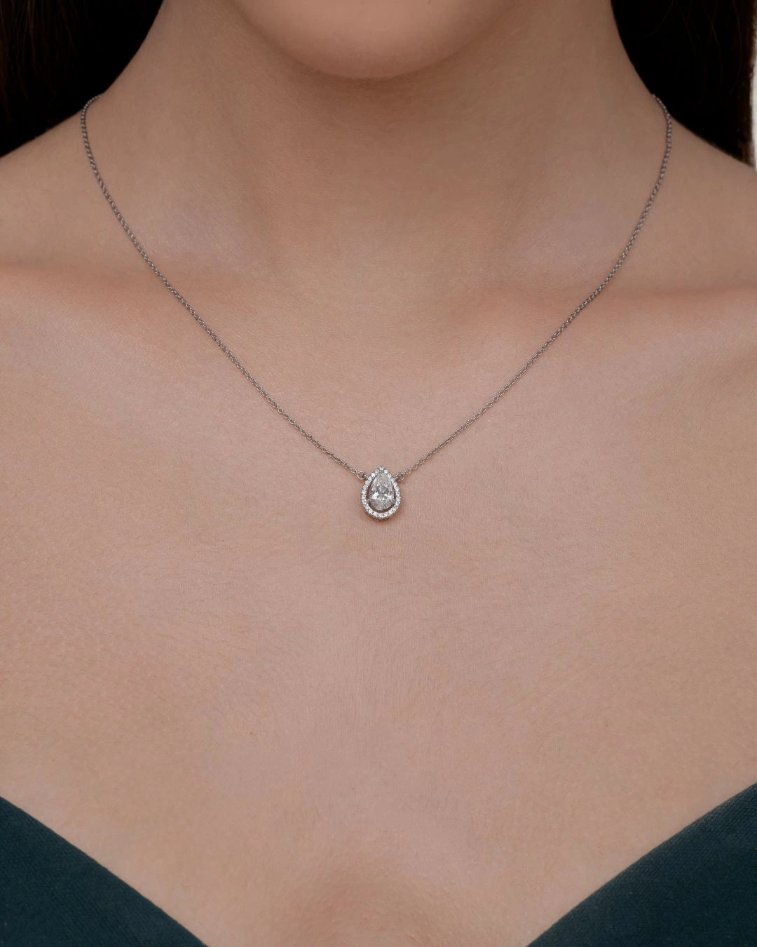 Pear Halo Necklace