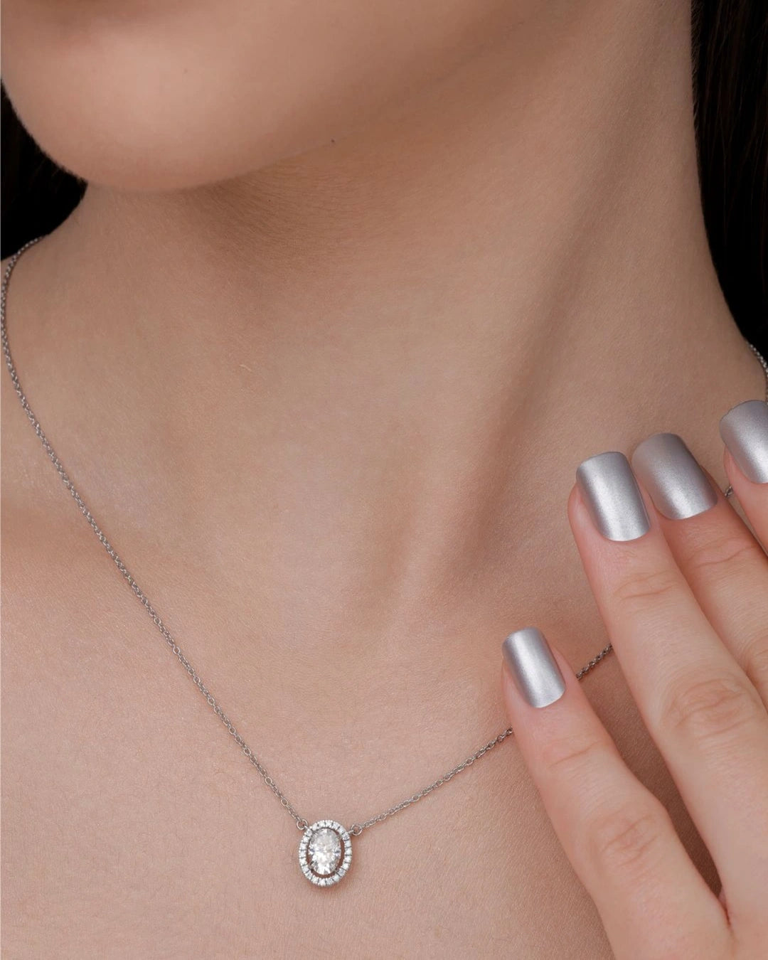 Oval Halo Necklace