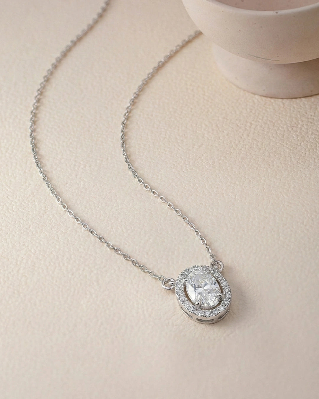 Oval Halo Necklace