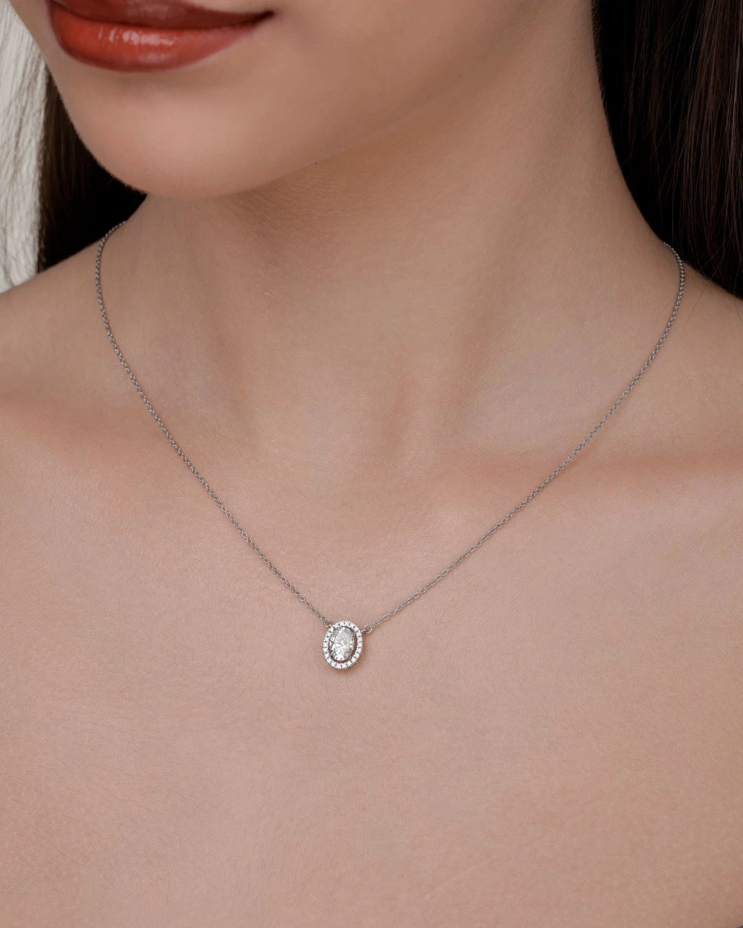 Oval Halo Necklace