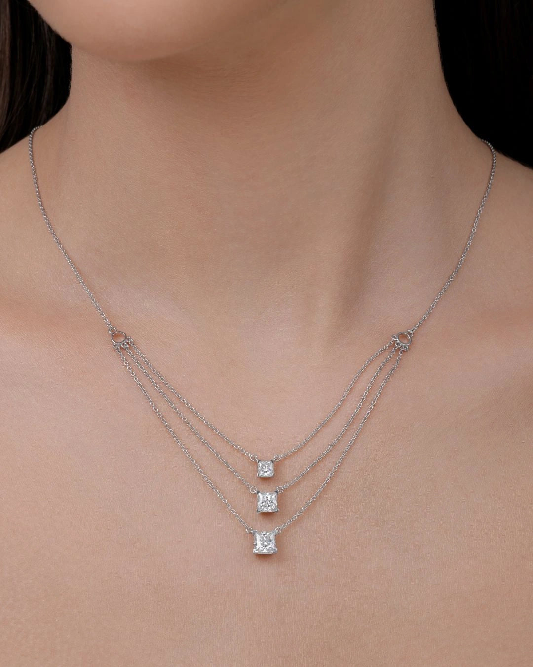 Triple Layer Square Necklace