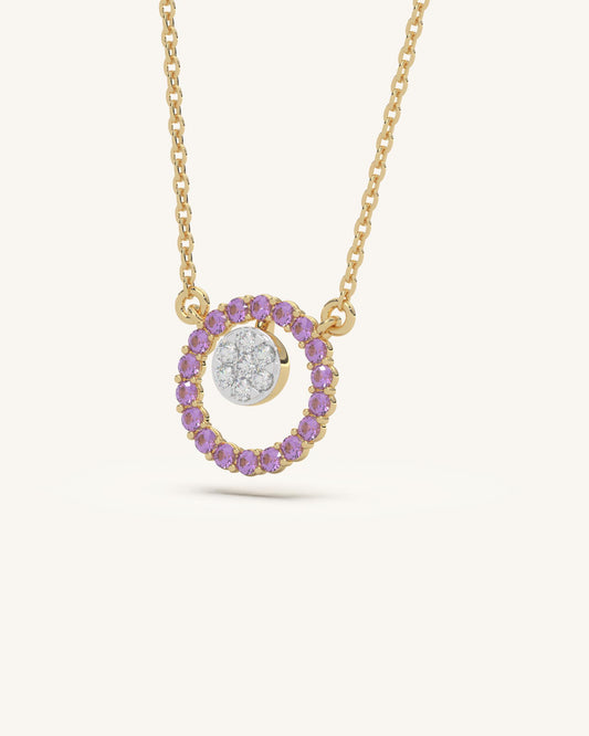 Pink Halo Pendant Necklace