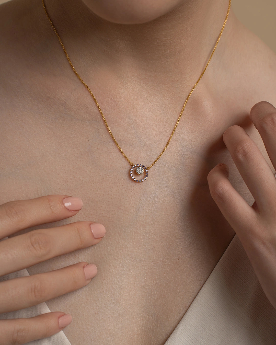 Pink Halo Pendant Necklace