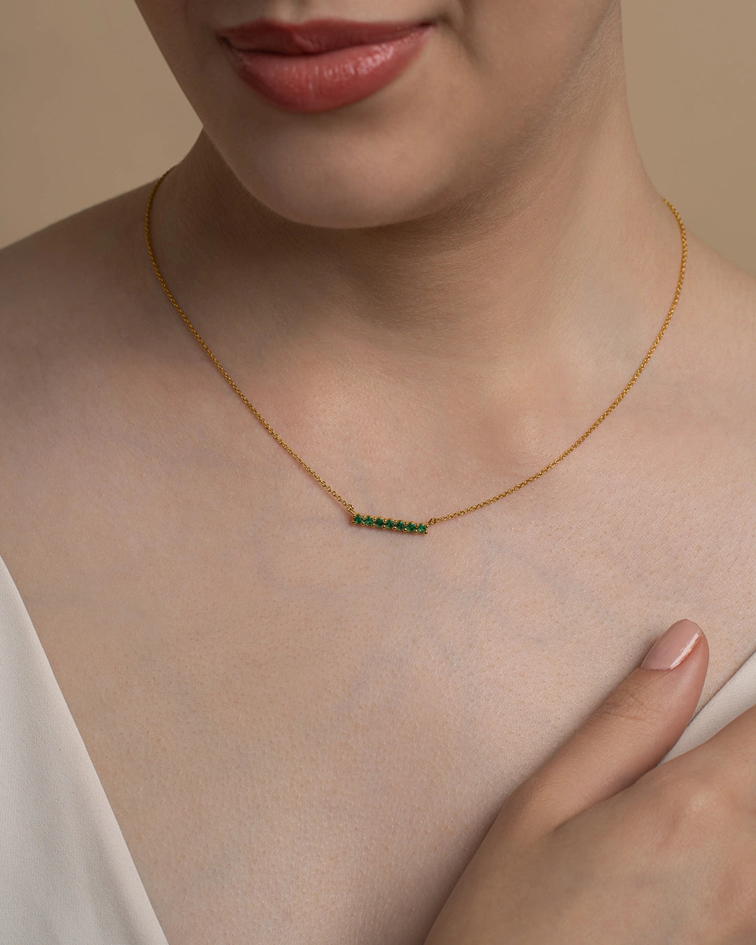 Green Bar Pendant Necklace