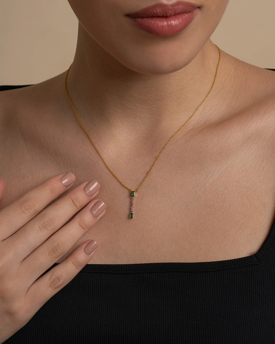 Vertical Gem Drop Necklace