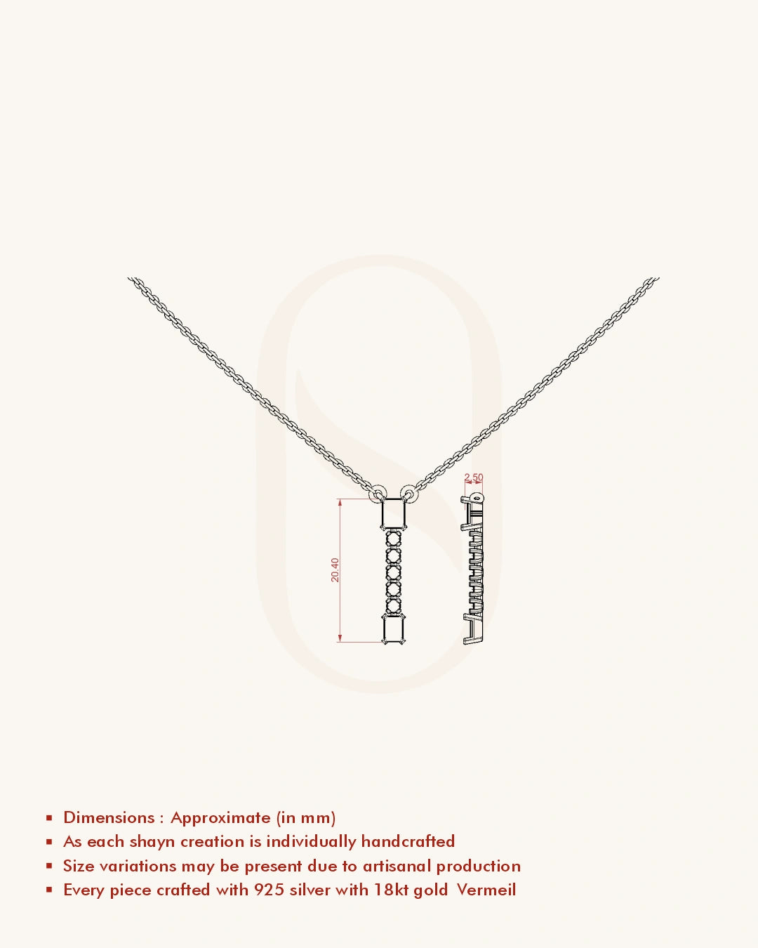 Vertical Gem Drop Necklace
