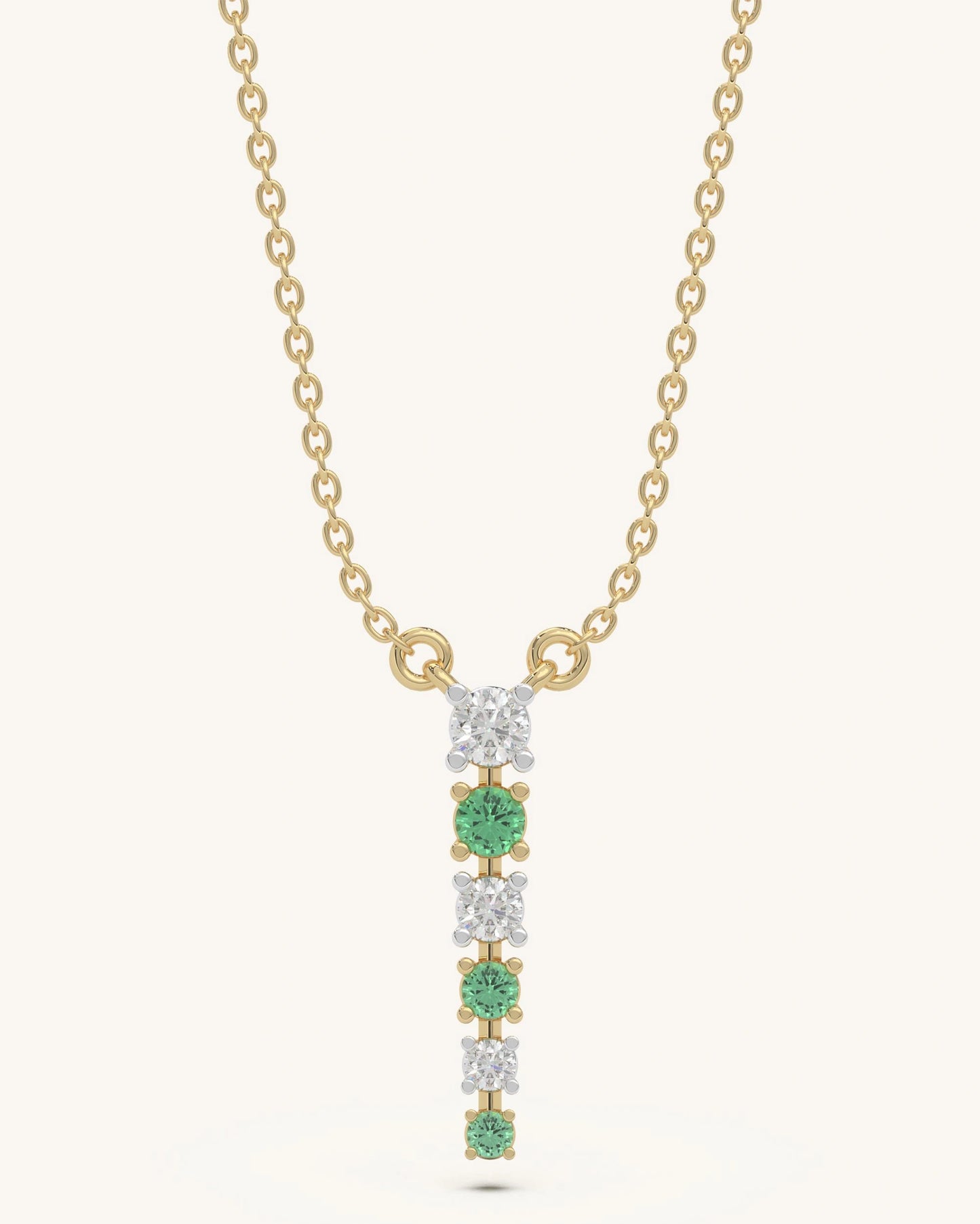 Green White Drop Necklace