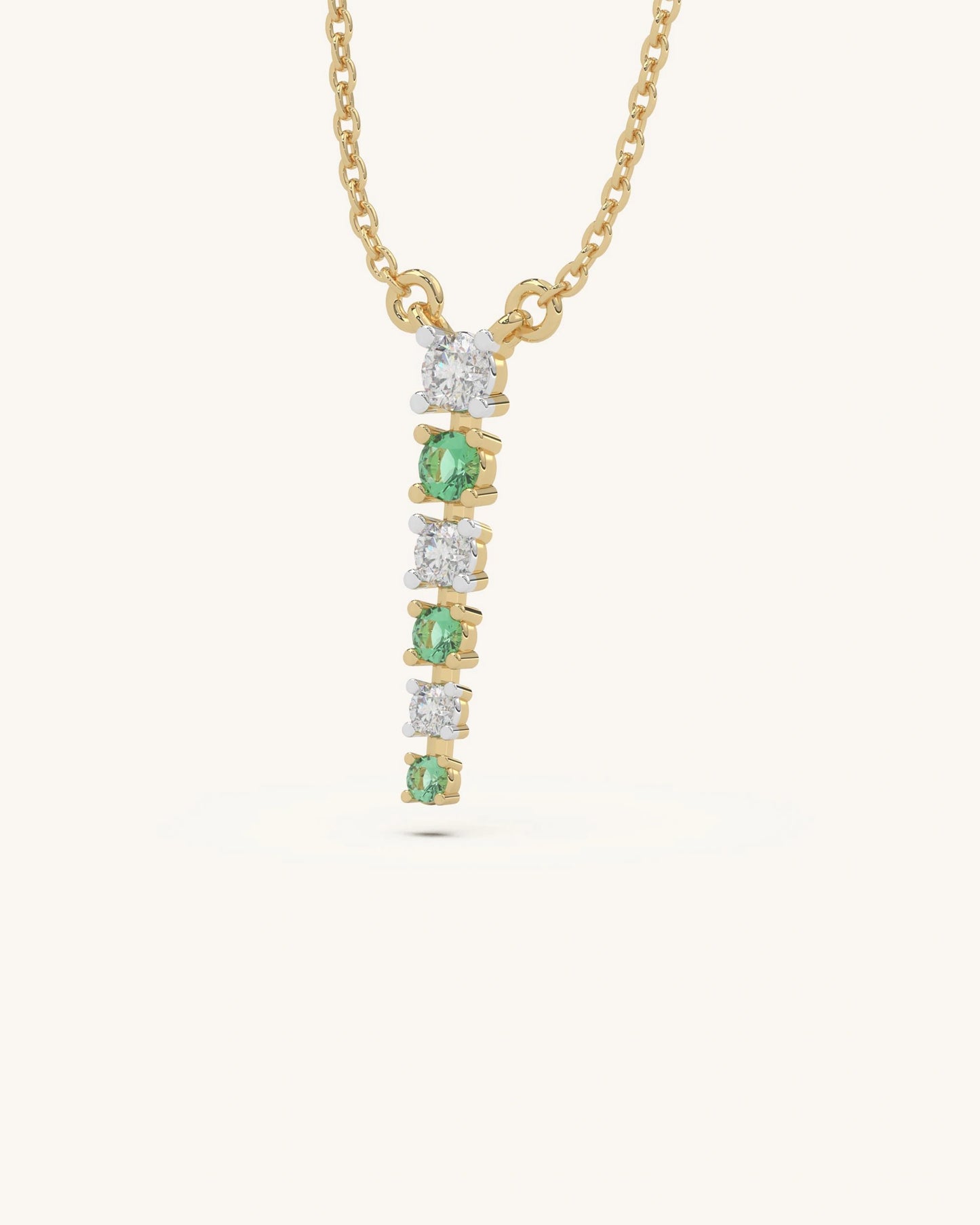 Green White Drop Necklace