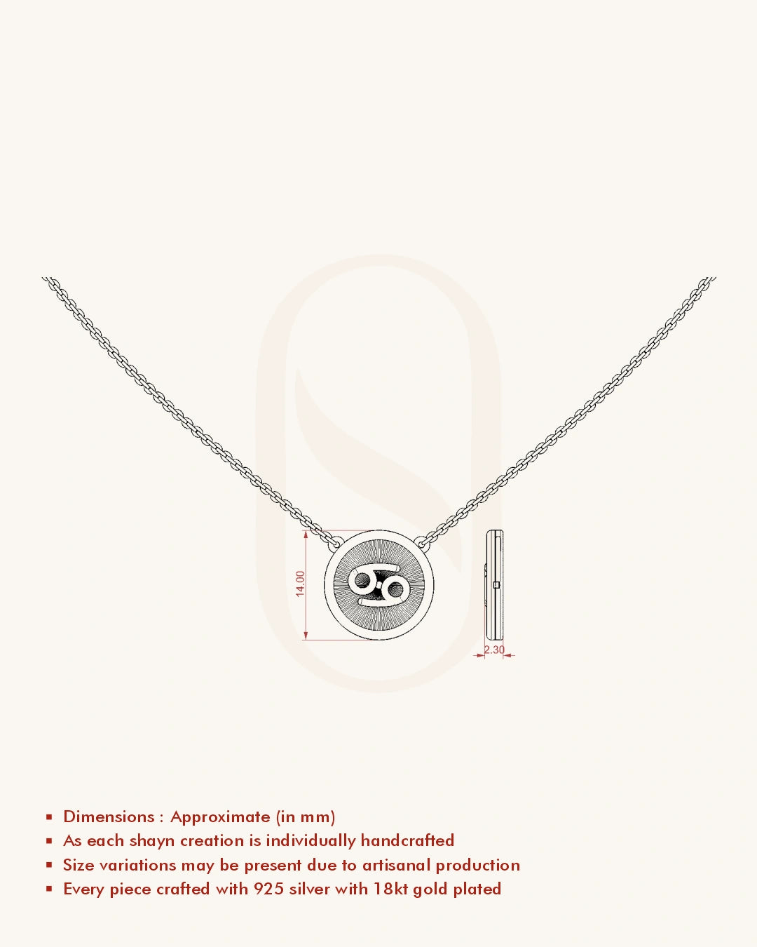 Cancer Gold Necklace