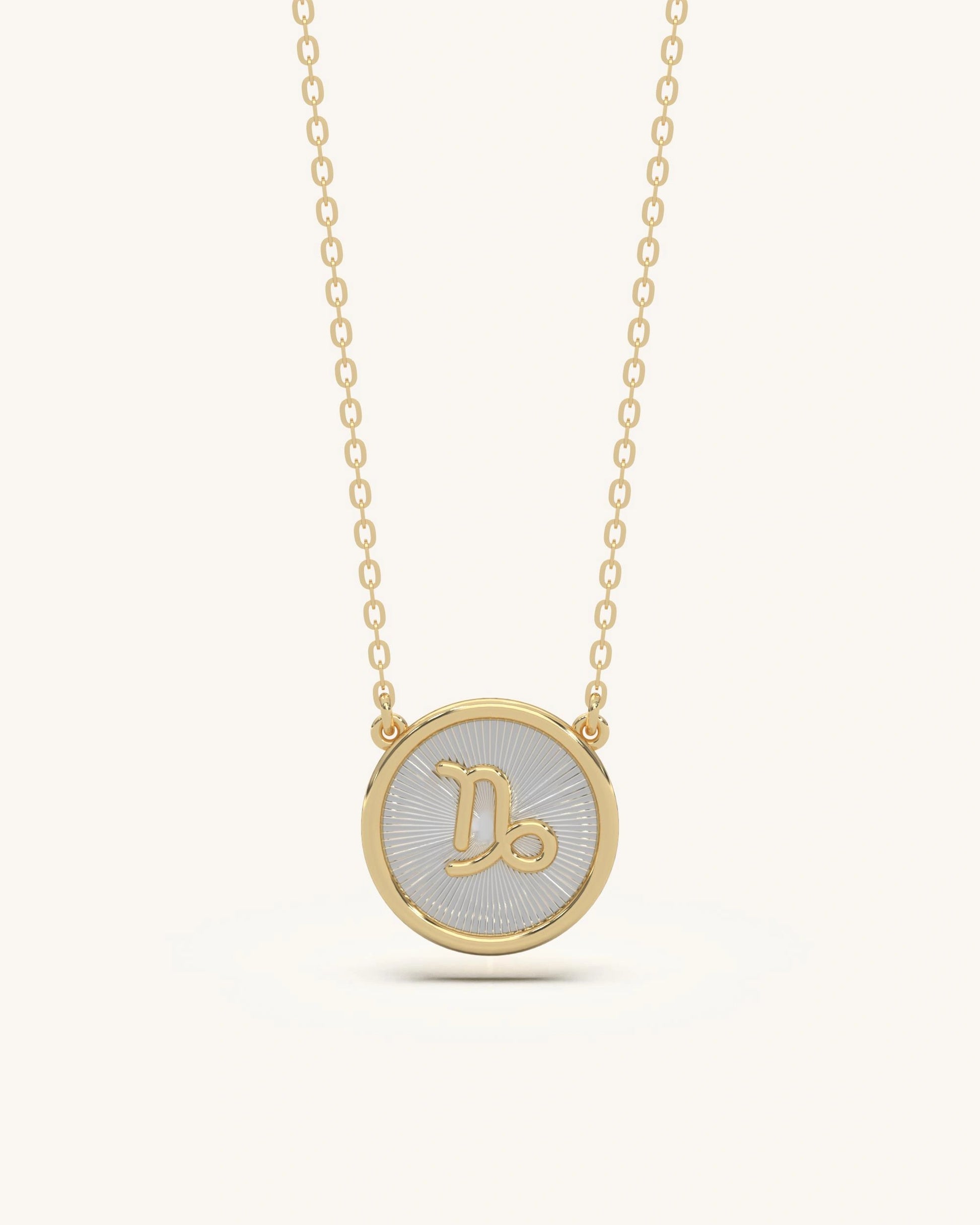 Long pendant necklace 925 sterling silver 18KT gold vermeil Capricorn design