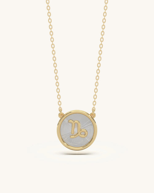 Long pendant necklace 925 sterling silver 18KT gold vermeil Capricorn design
