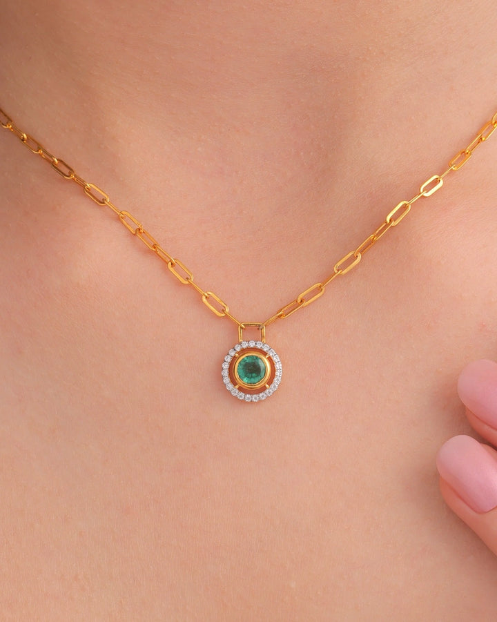 Emerald Halo Link Necklace