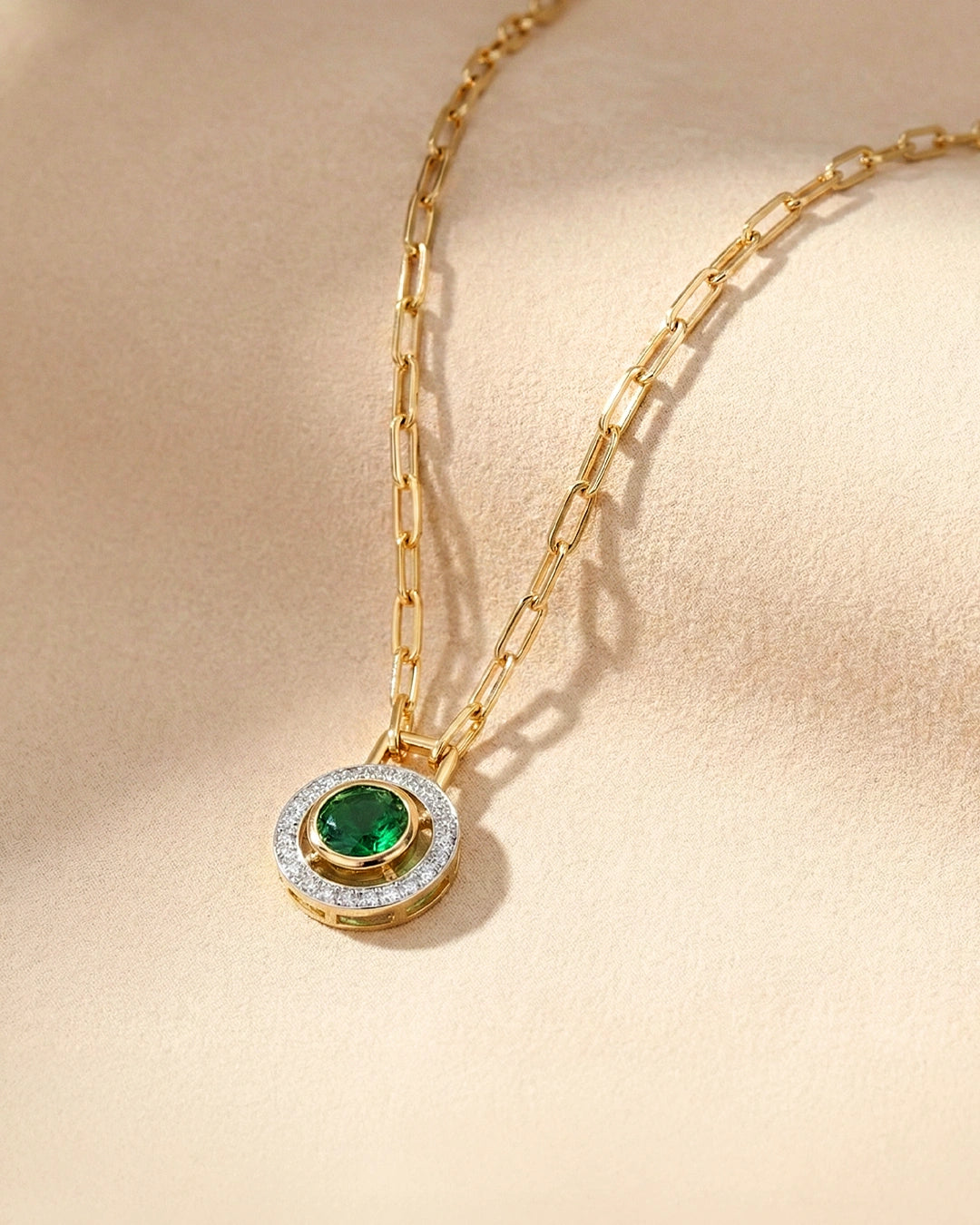 Emerald Halo Link Necklace