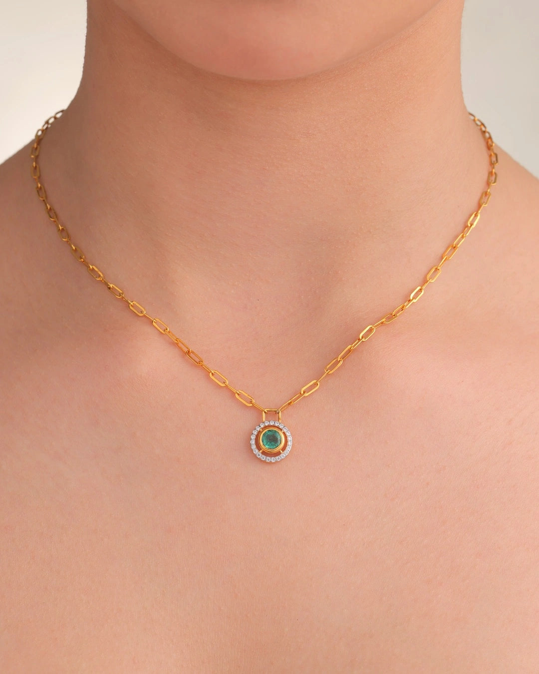 Emerald Halo Link Necklace