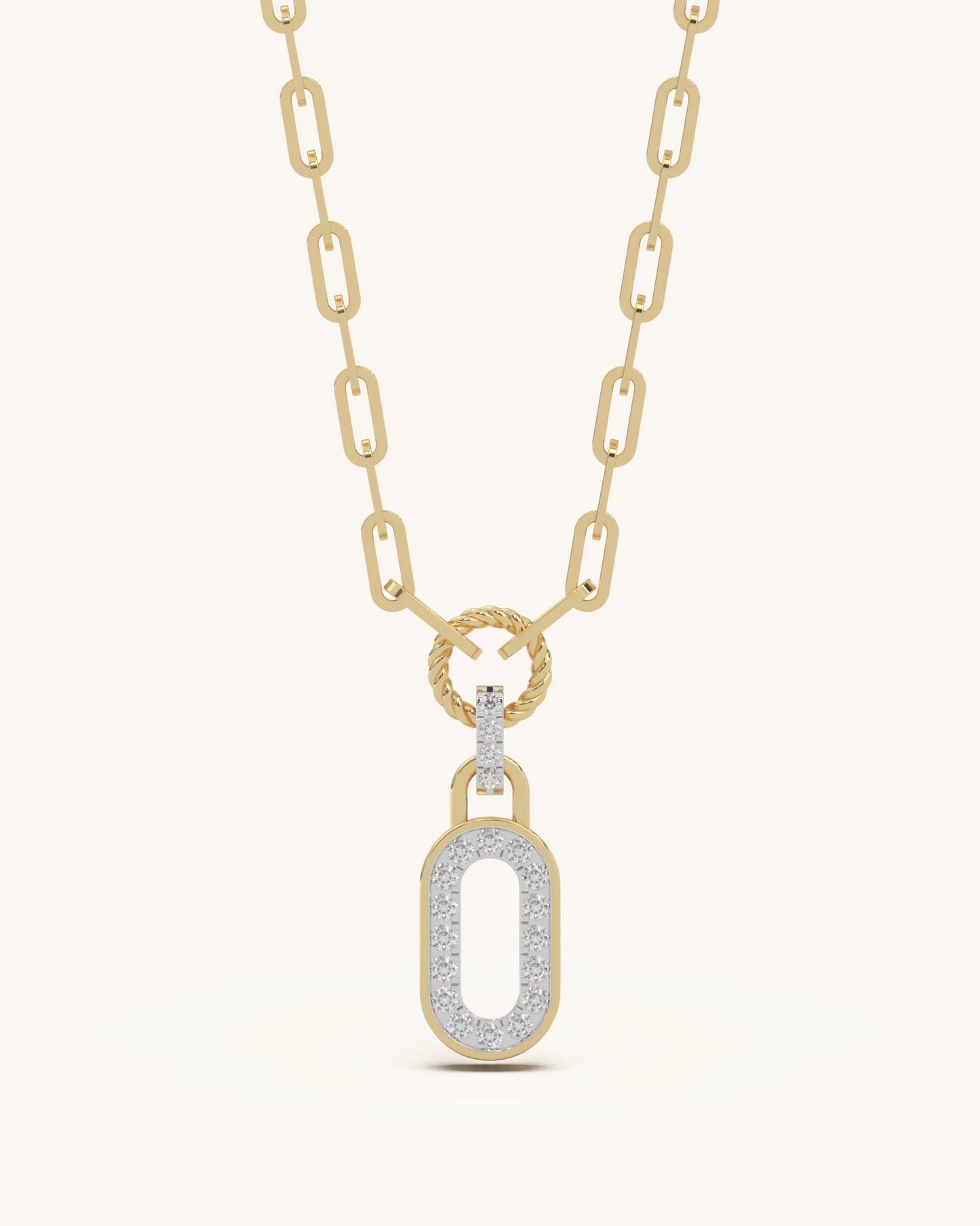 Drop necklace 925 silver 18KT gold vermeil oval pavé pendant