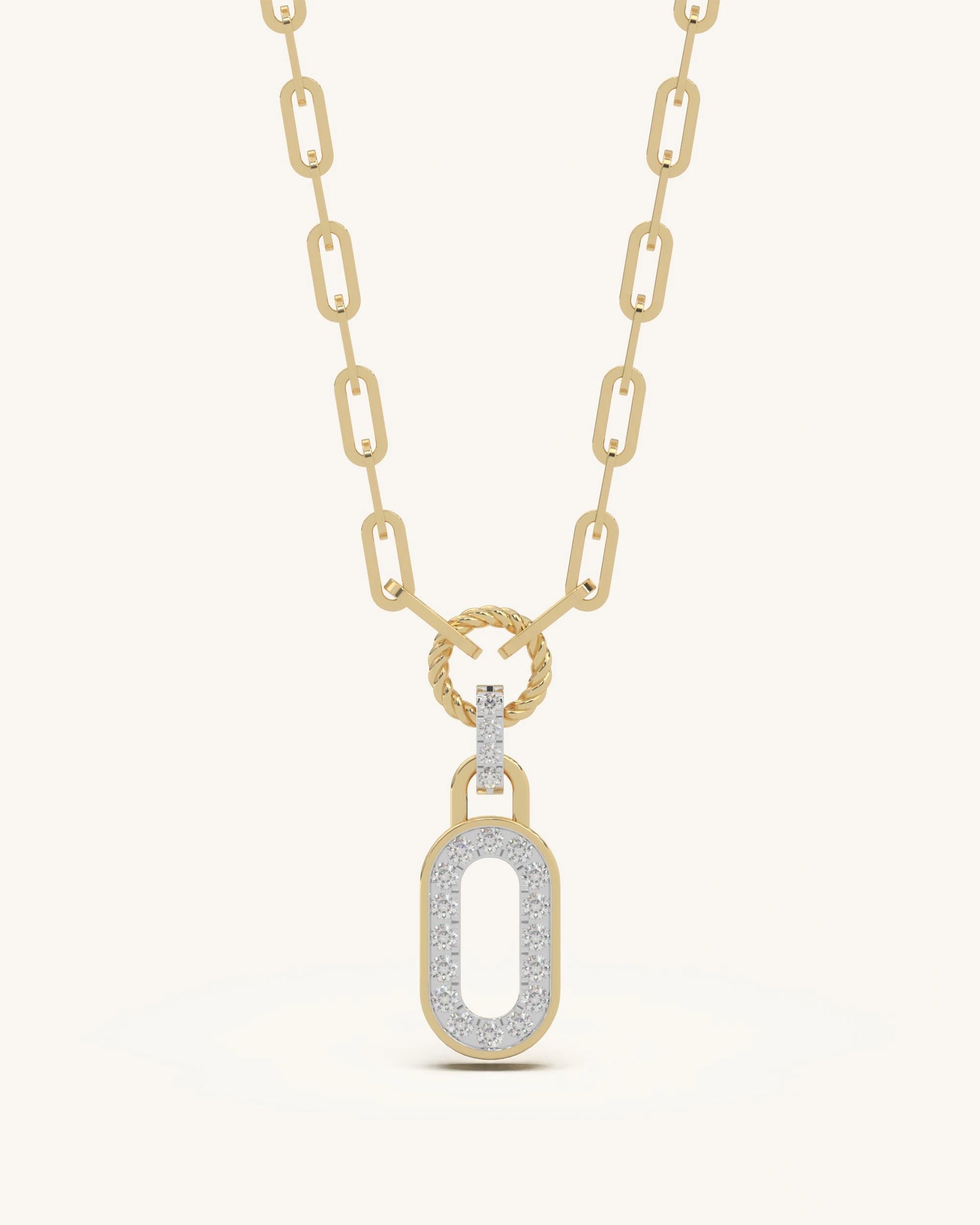 Drop necklace 925 silver 18KT gold vermeil oval pavé pendant
