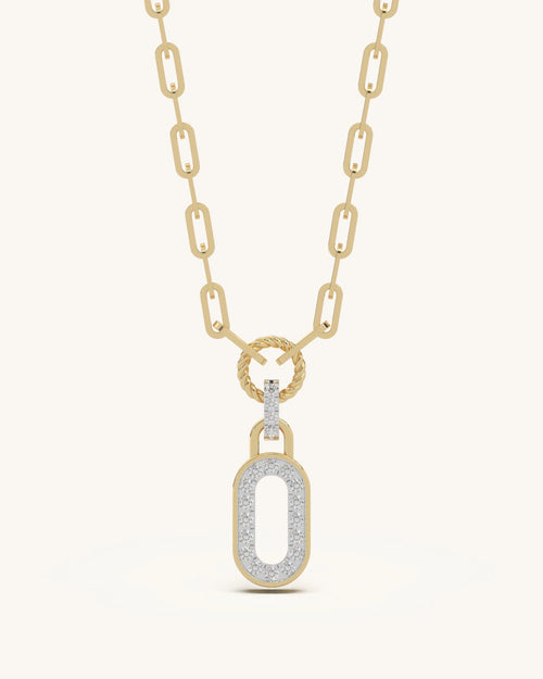 Drop necklace 925 silver 18KT gold vermeil oval pavé pendant
