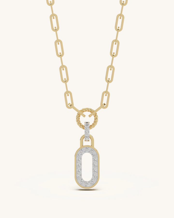 Drop necklace 925 silver 18KT gold vermeil oval pavé pendant