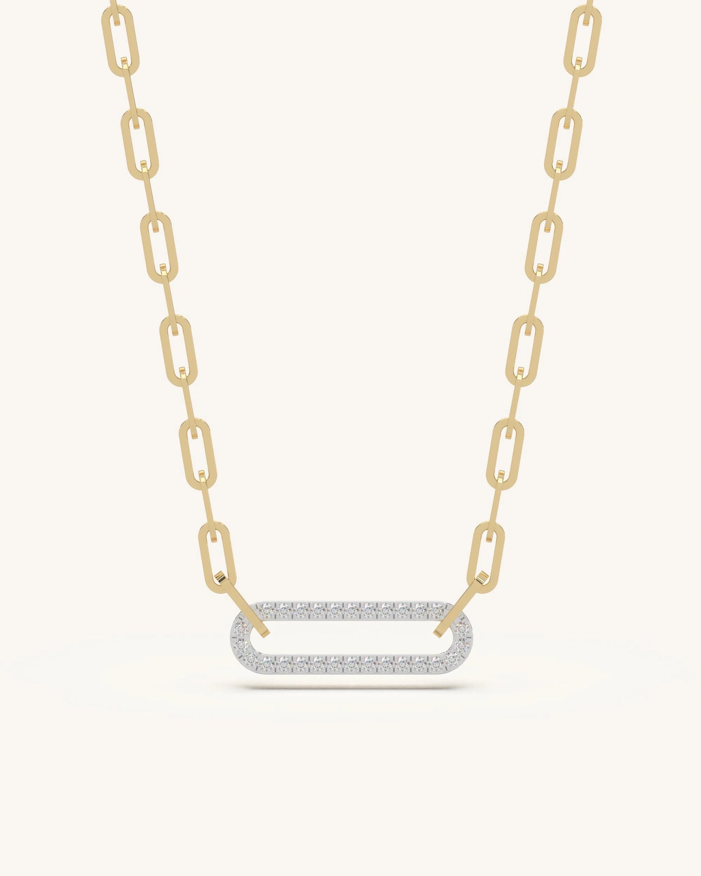 Latest gold necklace designs 925 silver 18KT gold vermeil oval pavé necklace