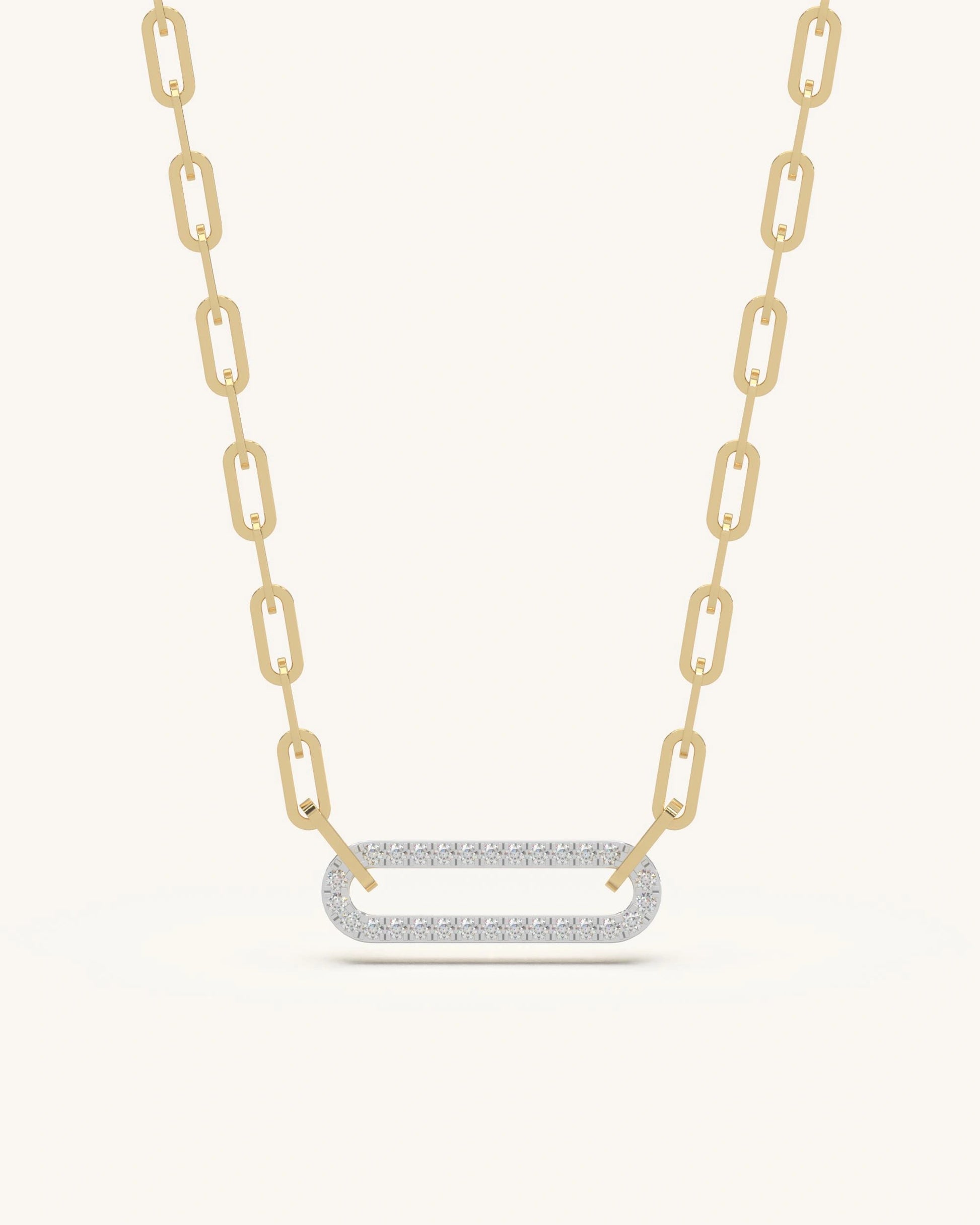 Latest gold necklace designs 925 silver 18KT gold vermeil oval pavé necklace